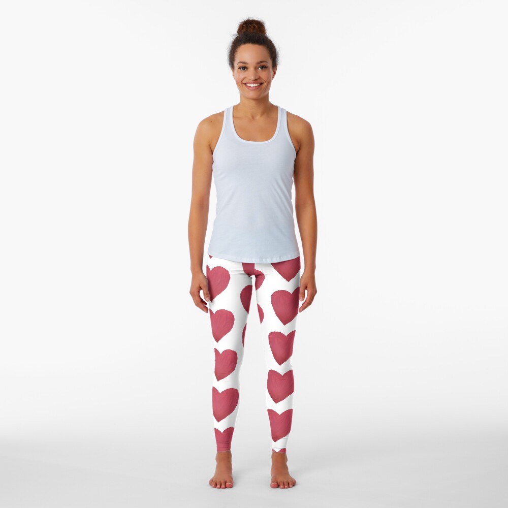 Hand Painted Red Valentine’s Day Heart Leggings