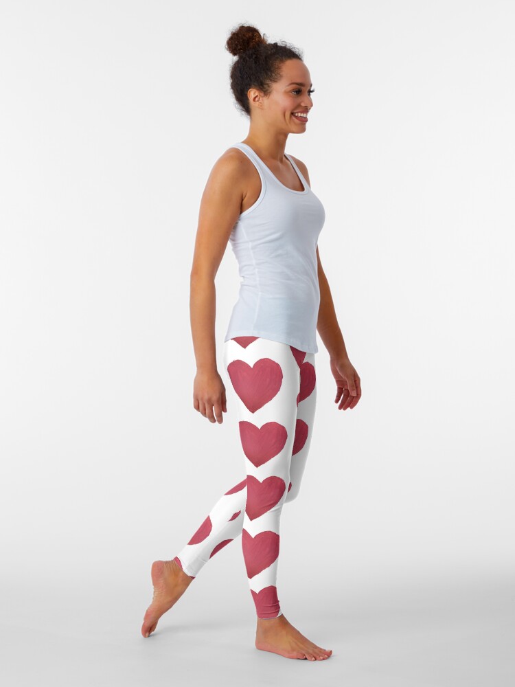 Alternate view of Hand Painted Red Valentine’s Day Heart Leggings