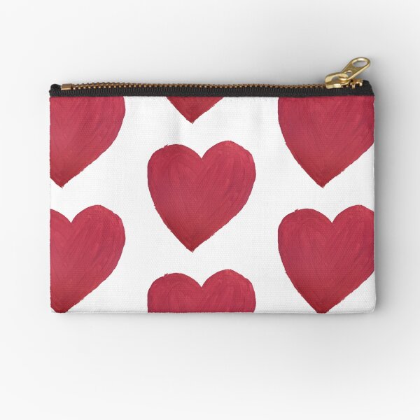 Hand Painted Red Valentine’s Day Heart Zipper Pouch