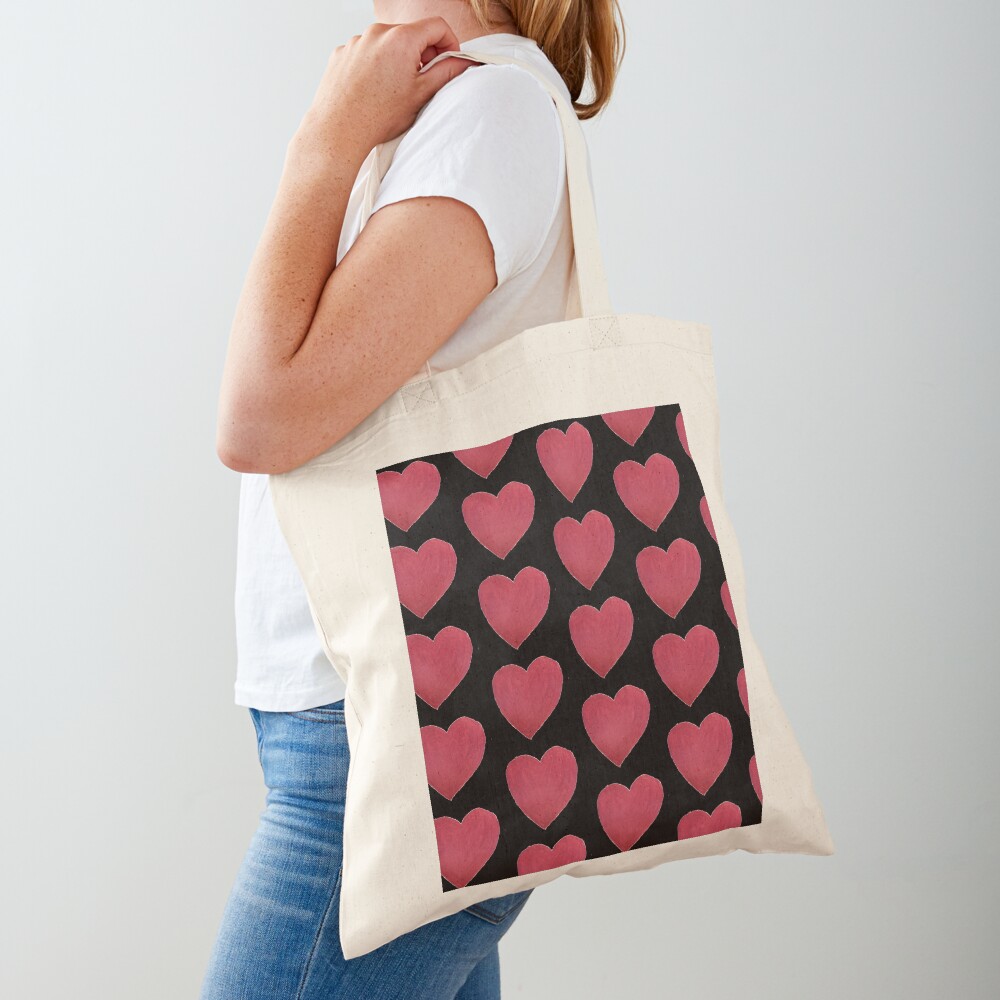 Hand Painted Red Valentine’s Day Heart Tote Bag