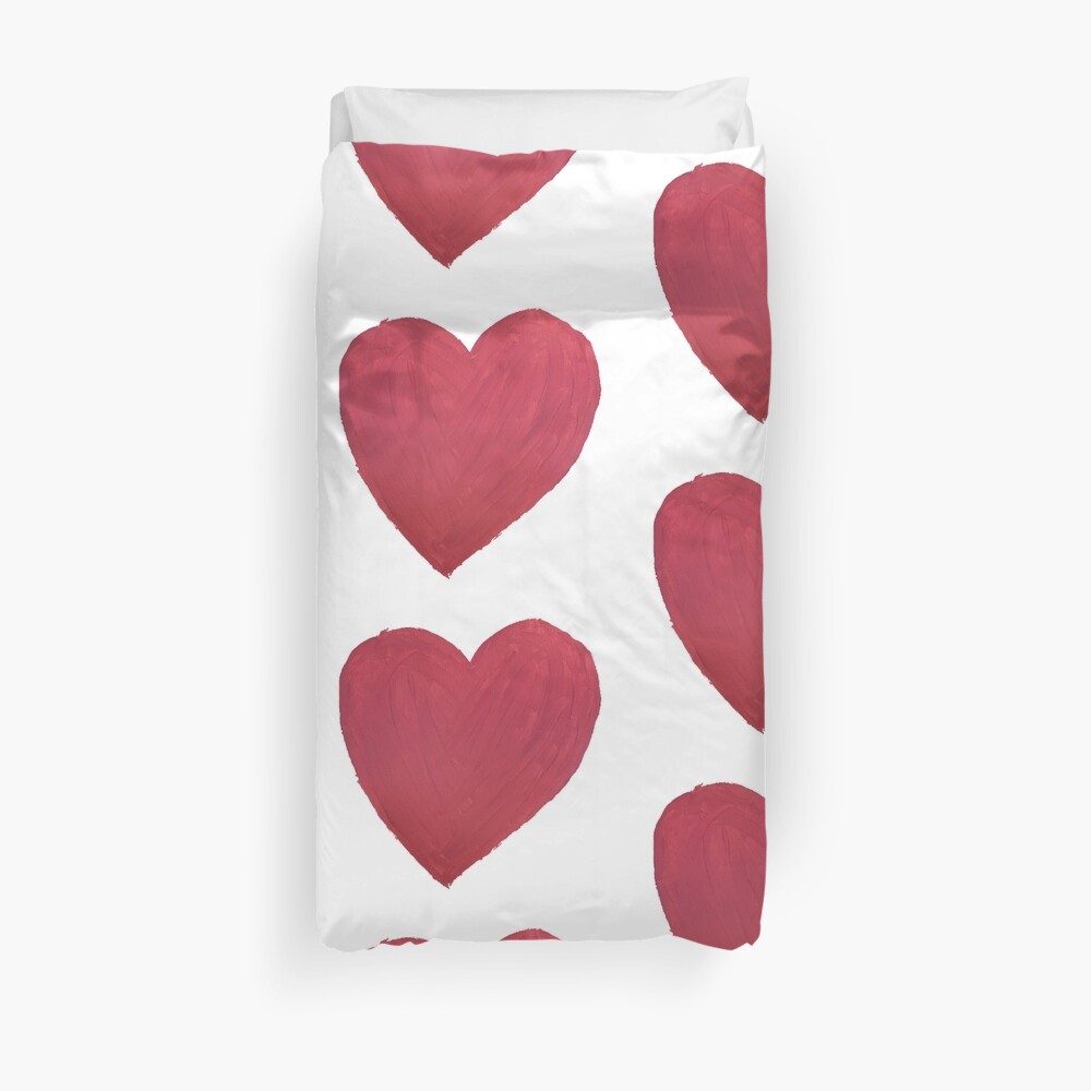 Hand Painted Red Valentine’s Day Heart Duvet Cover