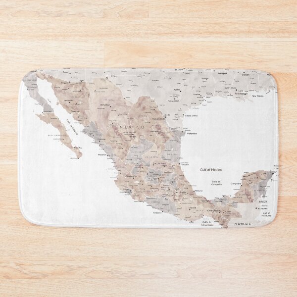 Item preview, Detailed map of Mexico in neutral watercolor designed and sold by blursbyai.