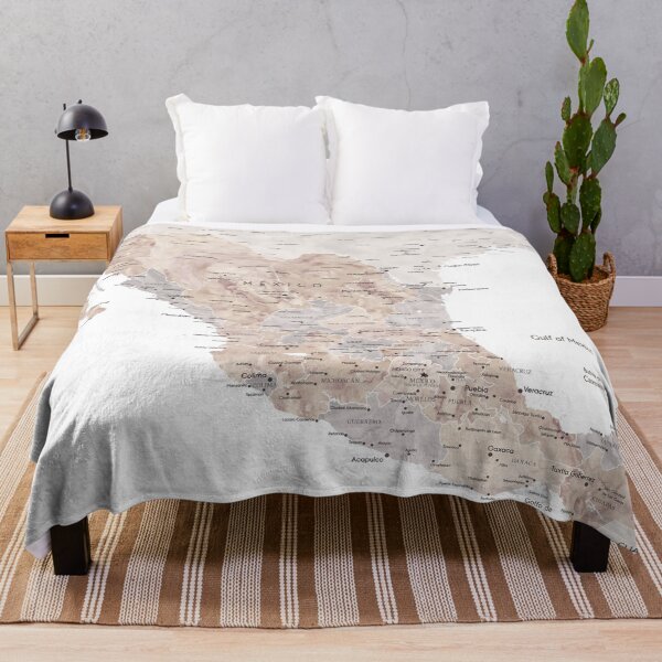 Item preview, Detailed map of Mexico in neutral watercolor designed and sold by blursbyai.