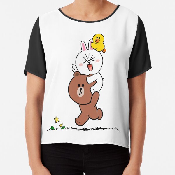 Brown bear cony bunny rabbit duck Chiffon Top