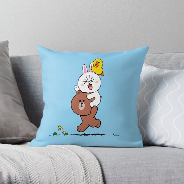 Brown bear cony bunny rabbit duck Throw Pillow