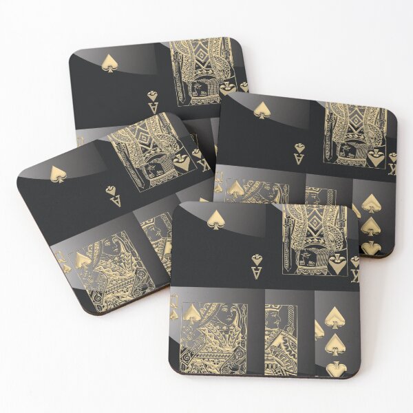 Item preview, Royal Straight Flush of Spades in Gold over Black No.1 designed and sold by Serge Averbukh Art Studio.