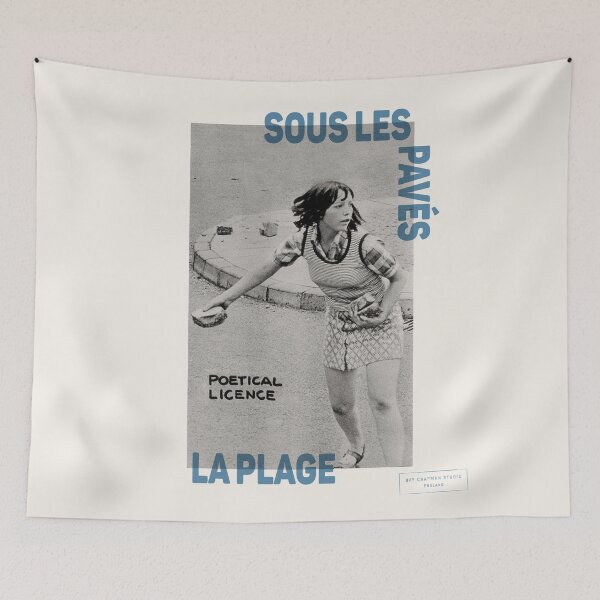 Item preview, ! New ! Paris Revolt, May 68: 'SOUS LES PAVES, LA PLAGE: POETICAL LICENCE': The Original with Blue Text on Cream designed and sold by Day Chapman.