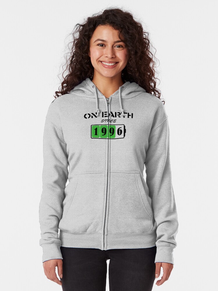 Download "On Earth Since 1996" Zipped Hoodie by beloknet | Redbubble