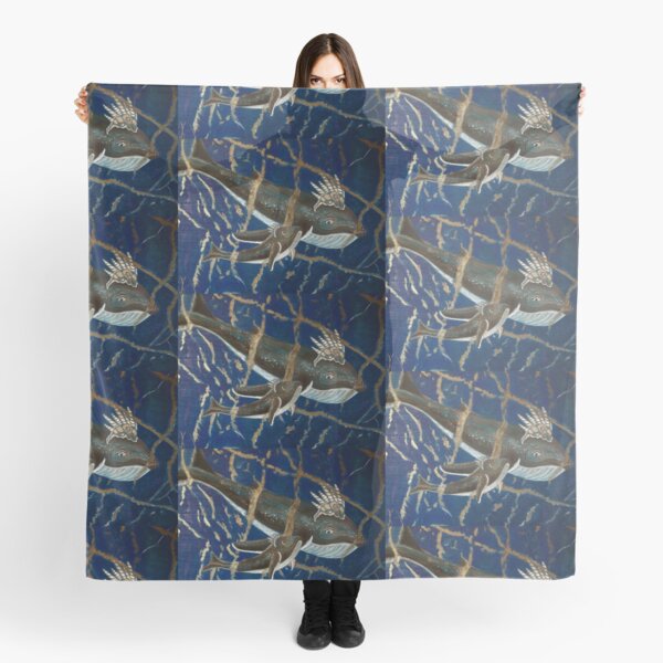 Mother Whale and her Baby in Lapis Lazuli Sea Scarf