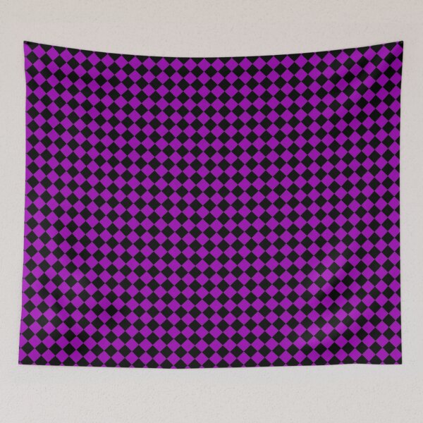 Item preview, Retro 80s Purple and Black Checkerboard Diamonds, Small-Size Repeating Pattern designed and sold by Nicolette Olivier.