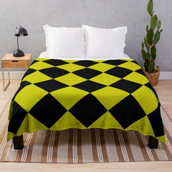 Item preview, Retro 80s Yellow Black Checkerboard Diamonds, Large-Size Repeating Pattern designed and sold by Nicolette Olivier.