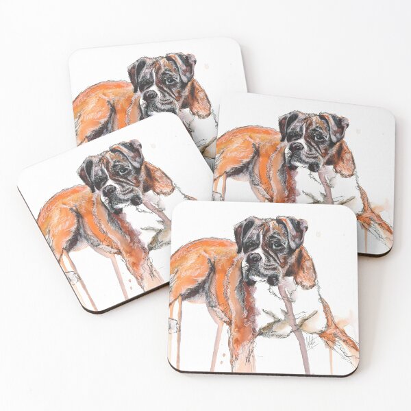 Item preview, Boxer Dog in water colour and ink, mixed media piece  designed and sold by KateJonesArt.