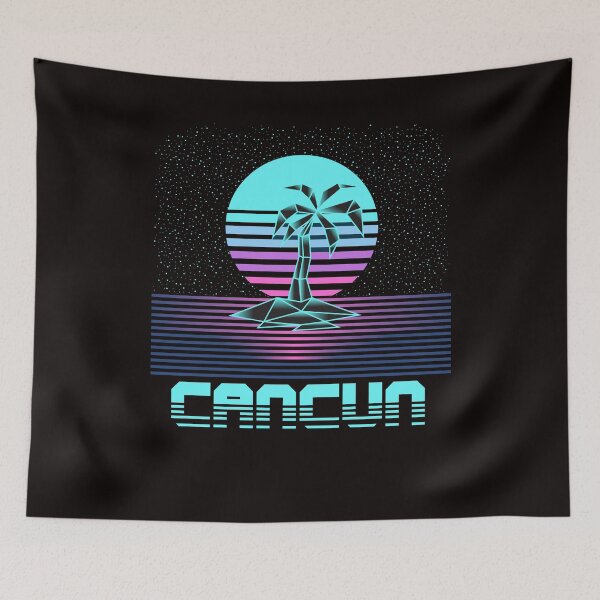 Item preview, Retro Vintage 80s Cancun Vaporware Beach Palm Tree Sunset designed and sold by kiwi91.