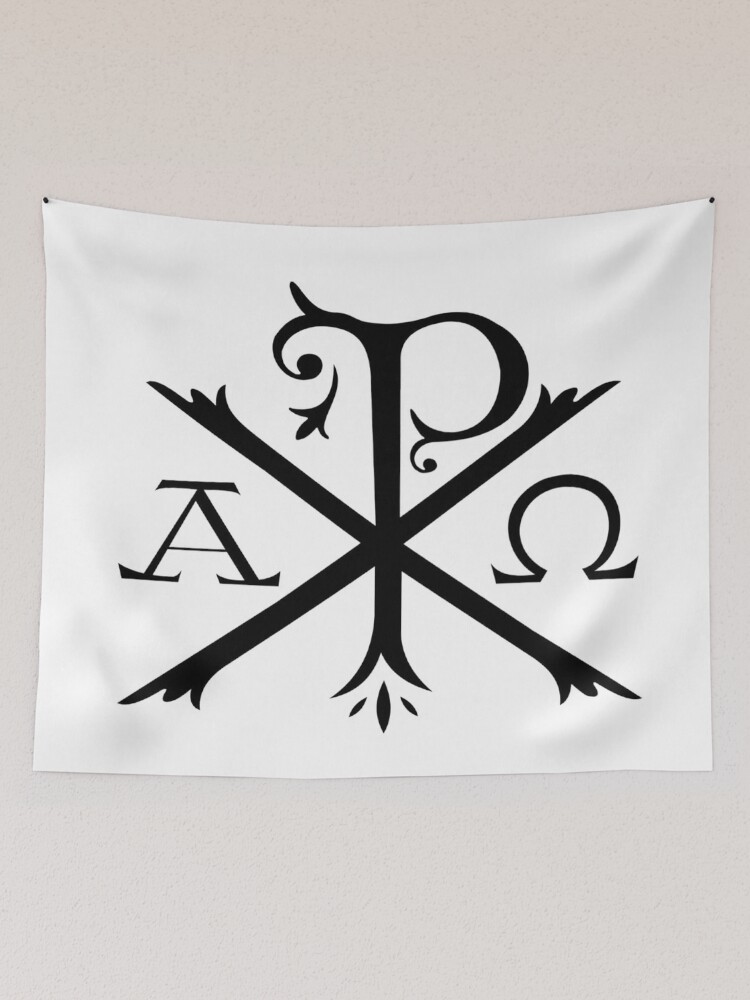 Chi Rho Christian Symbol Alpha and Omega Tapestry