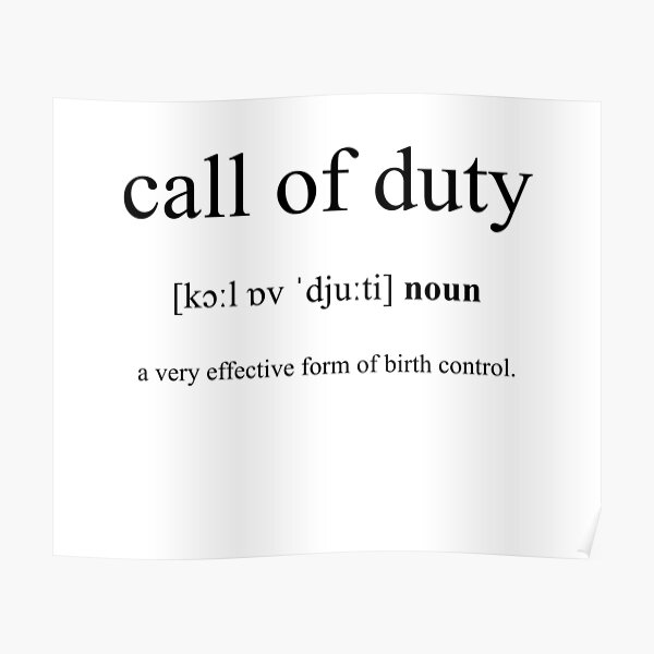 "Call of Duty Definition Dictionary Collection" Poster for Sale by