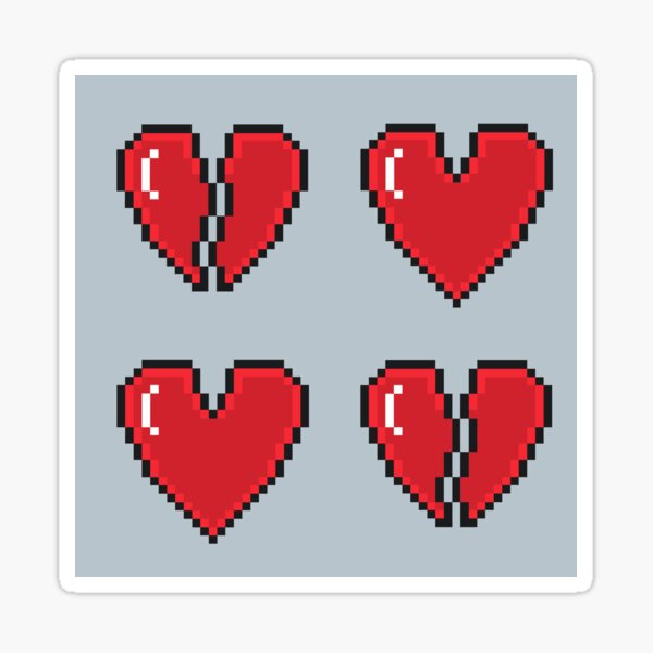 8 Bit Pixel Art Broken Heart Sticker By 8bitpixelart Redbubble