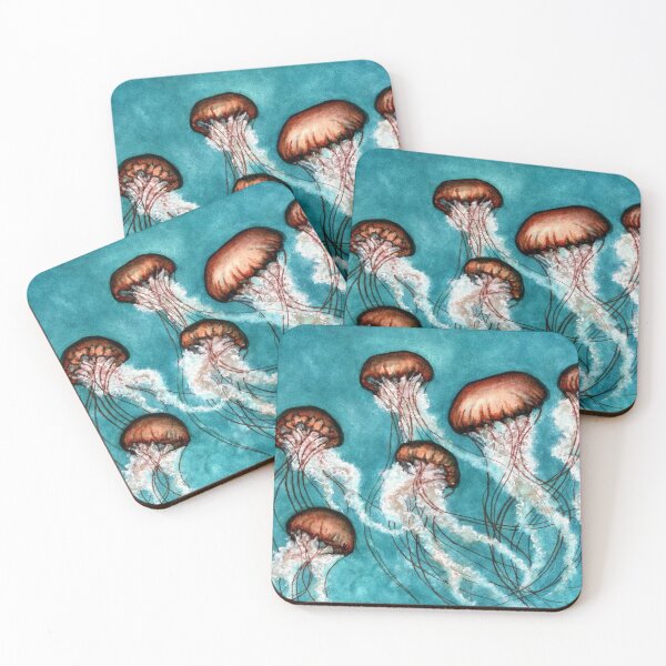 Item preview, Jellyfish Ascending - Aqua Ocean Blues   designed and sold by JanineRileyArt.