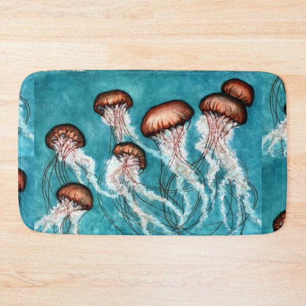 Item preview, Jellyfish Ascending - Aqua Ocean Blues   designed and sold by JanineRileyArt.