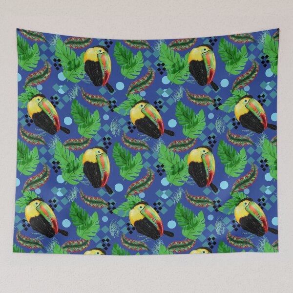 Item preview, Toucan in The Tropics Blue Background designed and sold by Sharon Schwalbe.