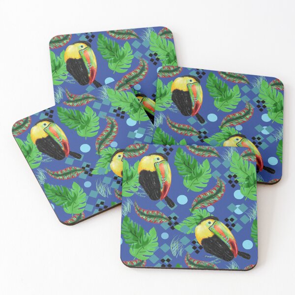 Item preview, Toucan in The Tropics Blue Background designed and sold by Sharon Schwalbe.