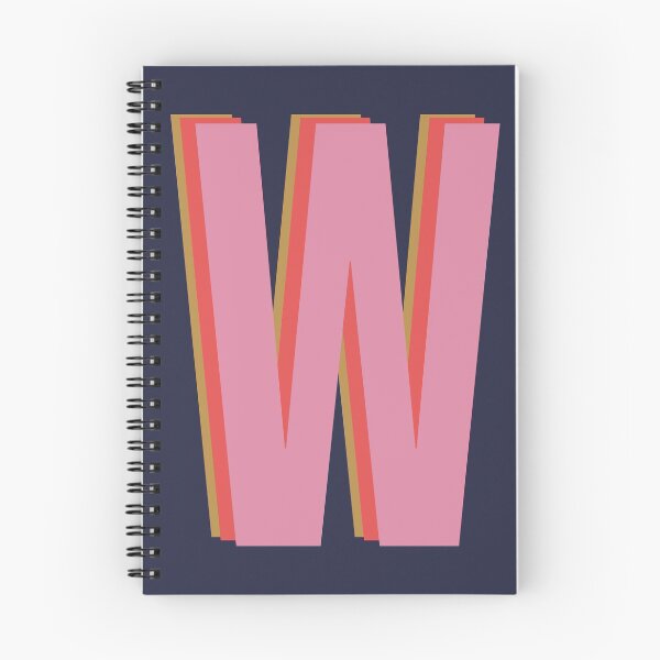Item preview, Letter W Initial Monogram Pattern in Navy Blue and Pink designed and sold by JuneJournal.