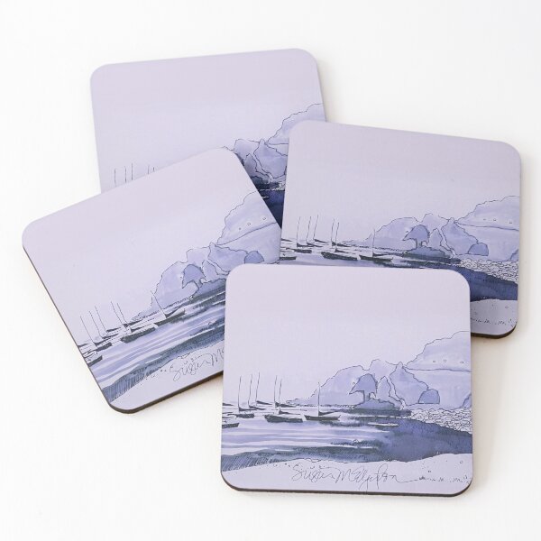 Item preview, Boats in the Harbor in Blue designed and sold by WatersEdgeGal.