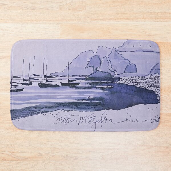 Item preview, Boats in the Harbor in Blue designed and sold by WatersEdgeGal.