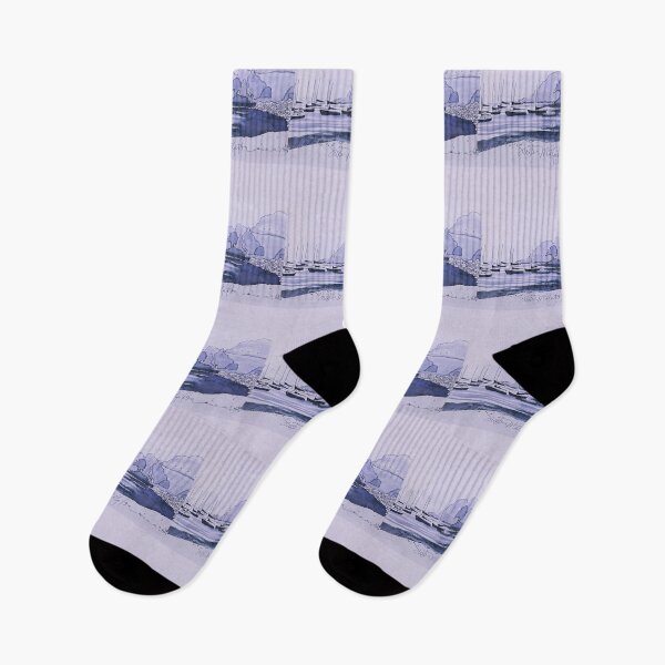 Item preview, Boats in the Harbor in Blue designed and sold by WatersEdgeGal.