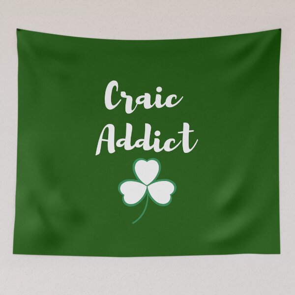 Item preview, Craic Addict Fun Irish design white print on green mask pin sticker  tshirt  tee designed and sold by denisetees.