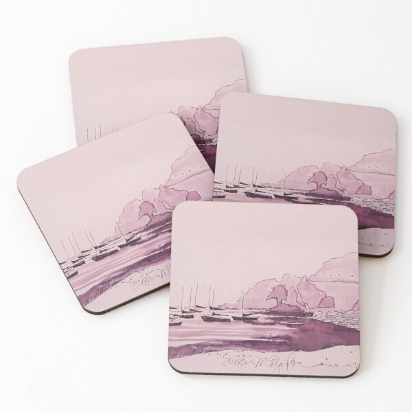Item preview, Boats in the Harbor in Dusty Coral designed and sold by WatersEdgeGal.