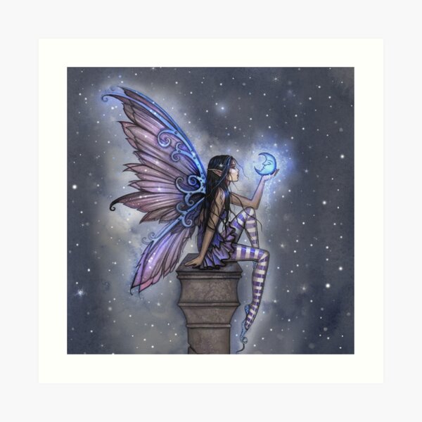 Little Blue Moon Fairy Fantasy Art by Molly Harrison Art Print