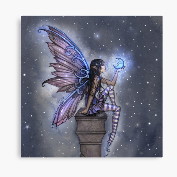 Little Blue Moon Fairy Fantasy Art by Molly Harrison Canvas Print