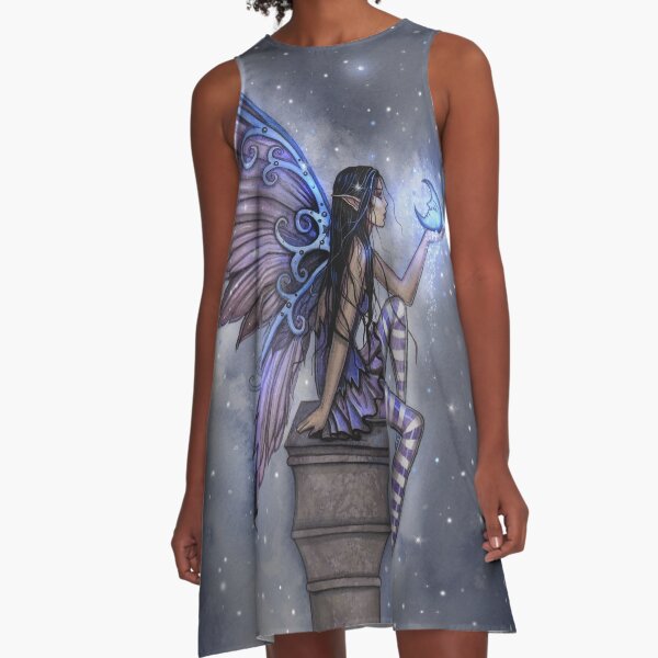 Little Blue Moon Fairy Fantasy Art by Molly Harrison A-Line Dress