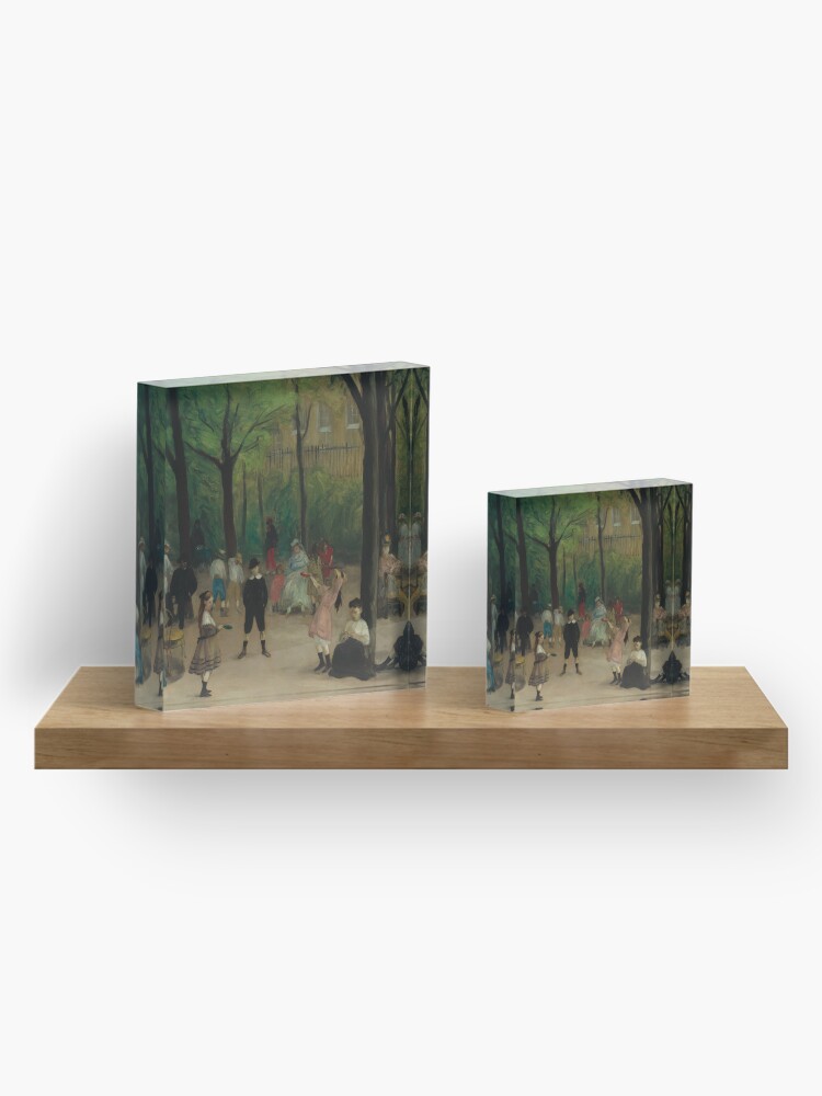 Alternate view of Luxembourg Gardens Oil Painting by William James Glackens Acrylic Block