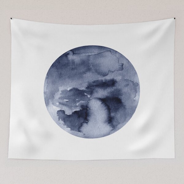 Item preview, Minimalist, Blue Abstract Watercolor Circle designed and sold by PandaAvenue.