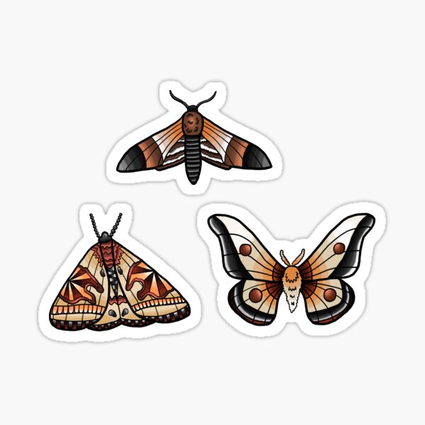 Midnight Moths on Black Sticker