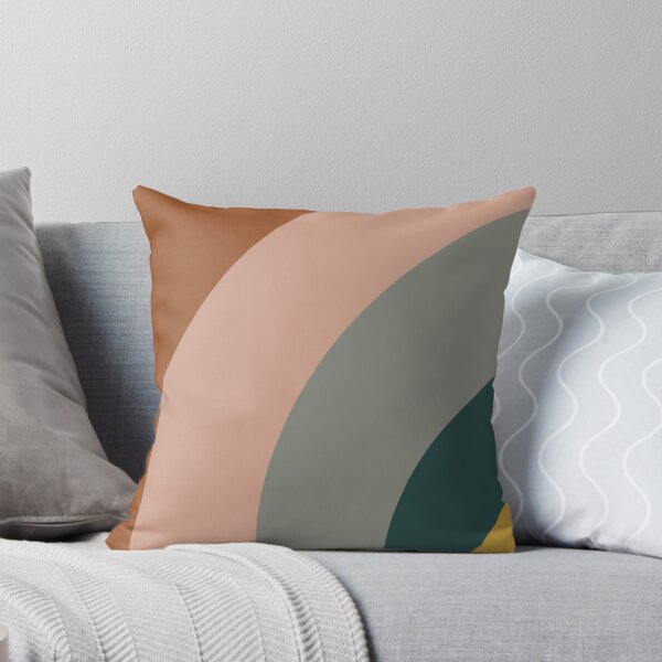 Aperçu de l'œuvre Motif minimaliste des ondes sonores en jaune moutarde, bleu sarcelle, gris, rose poudré et rouille créée et vendue par kierkegaard.