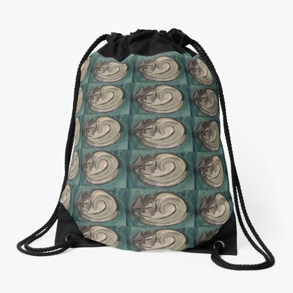 Green Cat Drawstring Bag
