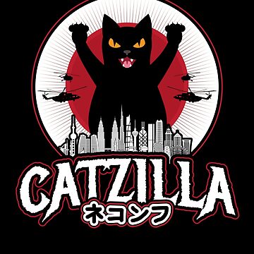 Artwork thumbnail, Catzilla Japanese Sunset Style Cat Kitten Lover by Hananiah Merch