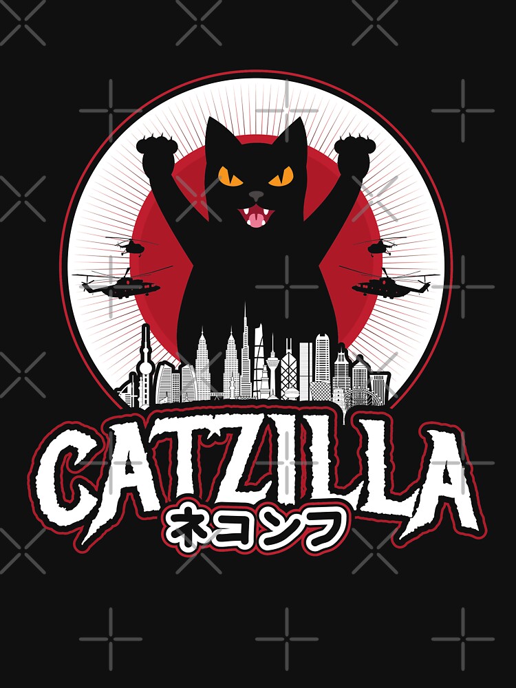 Thumbnail 7 of 7, Essential T-Shirt, Catzilla Japanese Sunset Style Cat Kitten Lover designed and sold by Teeshirtrepub.