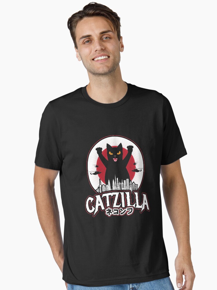 Thumbnail 2 of 7, Essential T-Shirt, Catzilla Japanese Sunset Style Cat Kitten Lover designed and sold by Teeshirtrepub.
