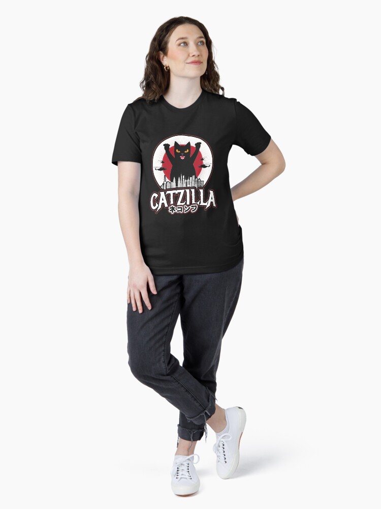 Thumbnail 4 of 7, Essential T-Shirt, Catzilla Japanese Sunset Style Cat Kitten Lover designed and sold by Teeshirtrepub.