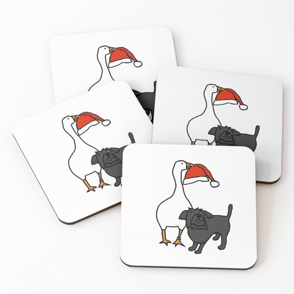 Item preview, White Goose Steals Christmas Hat from Cute Dog designed and sold by ellenhenry.