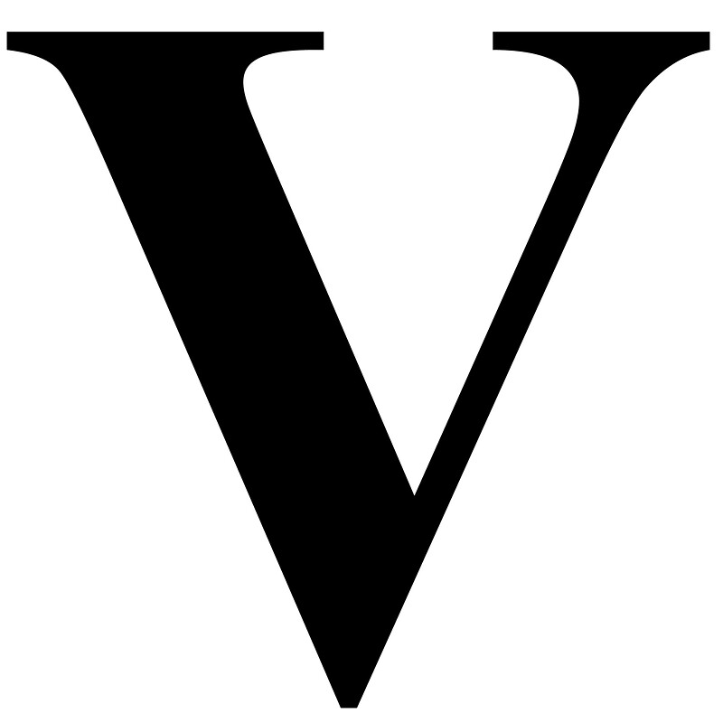 "The Letter V in Black Times New Roman Serif Font Typeface 