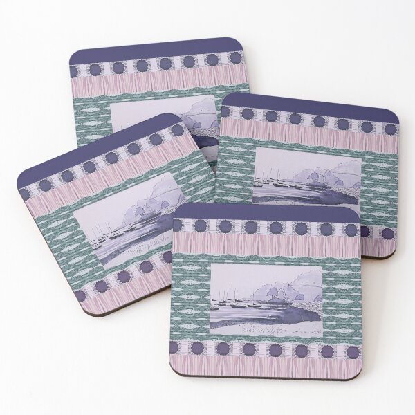 Item preview, Soft Color Bohemian Pattern of Boats in the Harbor with Fill designed and sold by WatersEdgeGal.