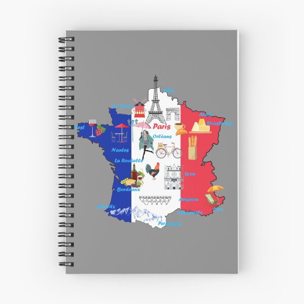 Item preview, France Map Tee Landmarks tourist attractions  major cities flag designed and sold by mashmosh.