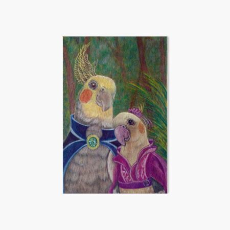 Kik'e the bird and his Girlfriend, Happy Couple of Australian Nymphs Art Board Print