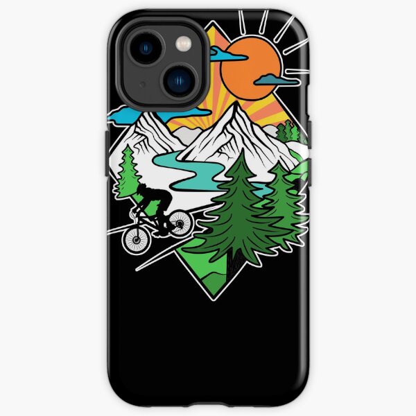 Retro MTB Mountainbiken in der Natur bergab den Bergweg hinunter iPhone Robuste Hülle