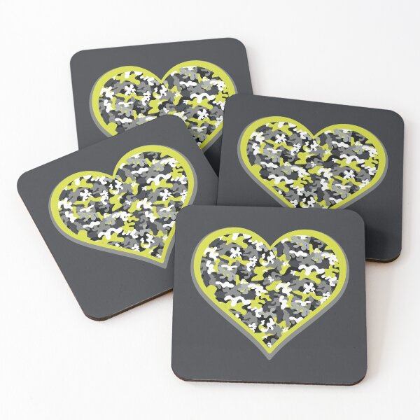 Item preview, neon chartreuse camo heart designed and sold by tiff719.