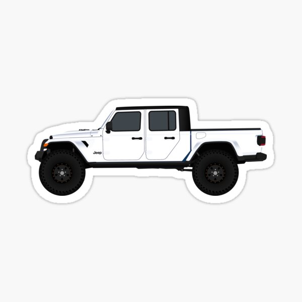 White Jeep Gladiator Rubicon Jt Sticker By Minimalvehicle Redbubble